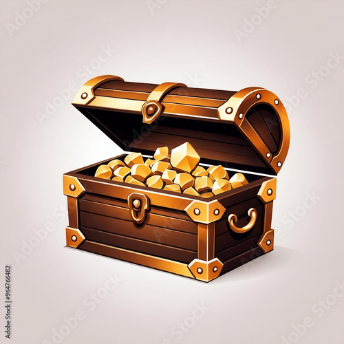 treasure chest with golden ores photo