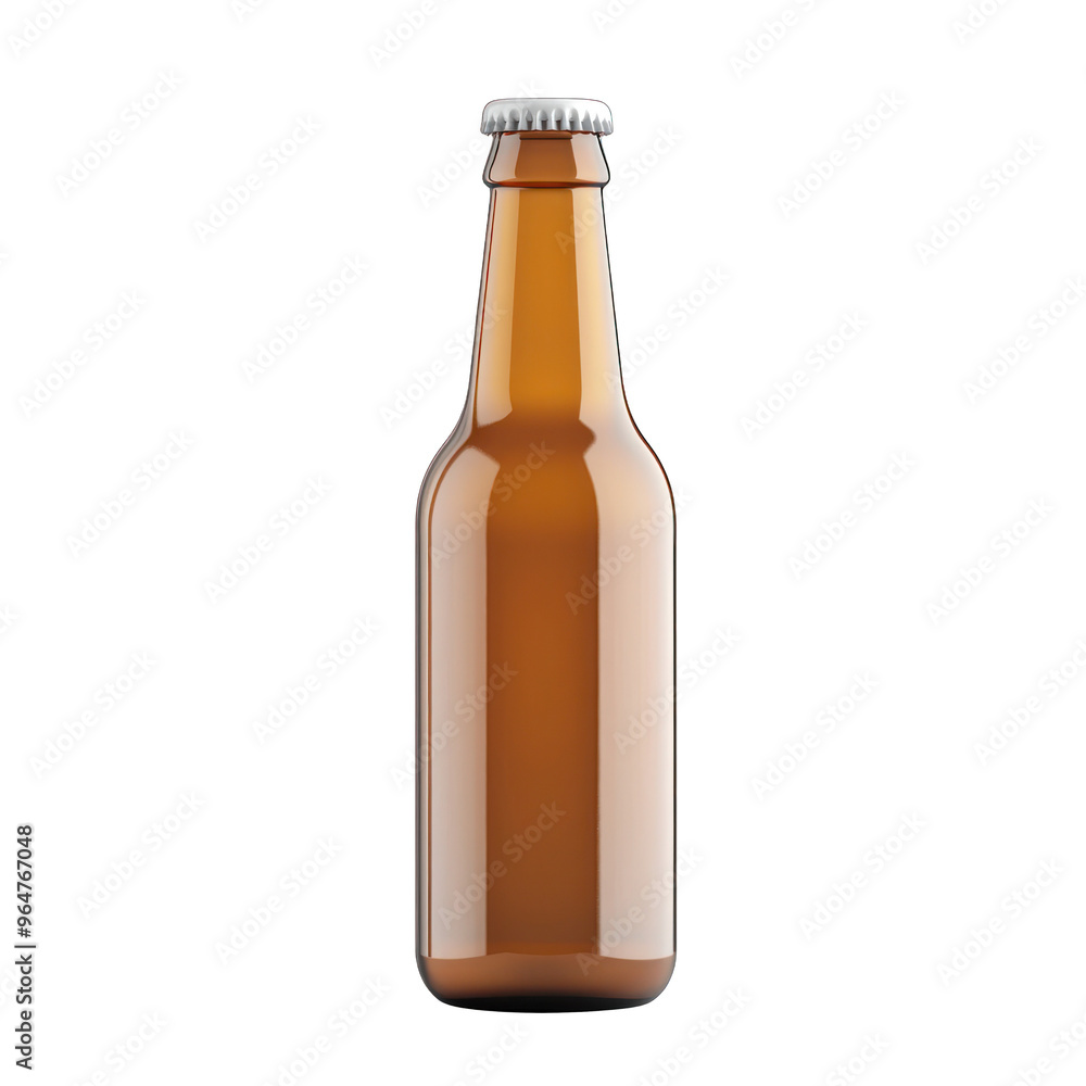 A clear glass beer bottle with a metal cap, perfect for showcasing beverage branding or product photography. transparent background A clear glass beer bottle with a metal cap, perfect for showcasing beverage branding or product photography. transparent background