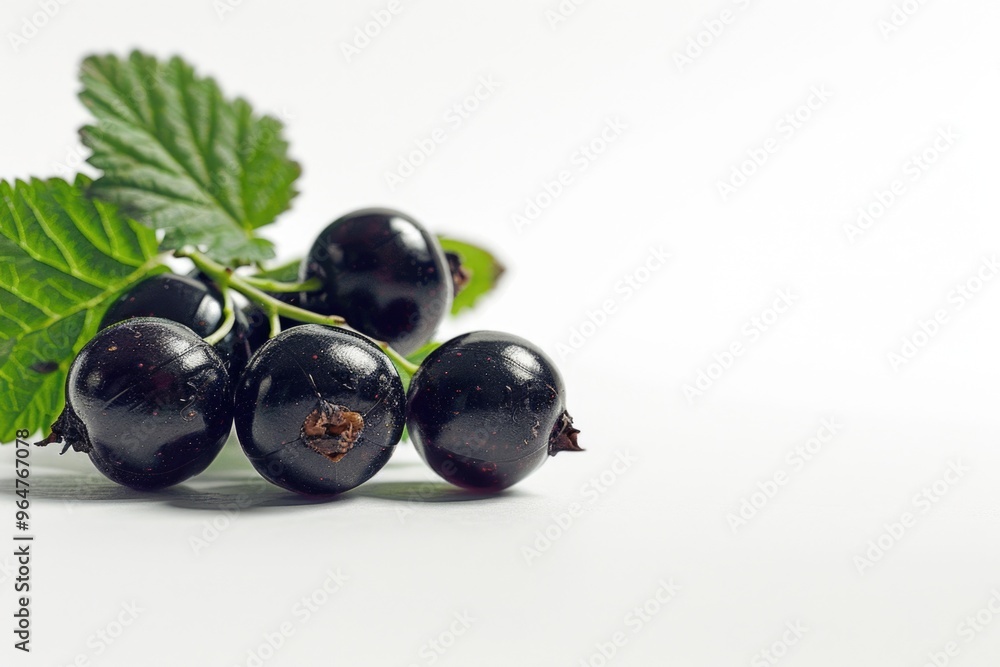 Fresh black currants arranged on a clean white surface Fresh black currants arranged on a clean white surface