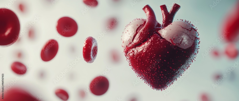 In this campaign, a model of a heart with red blood cells and arteries ...