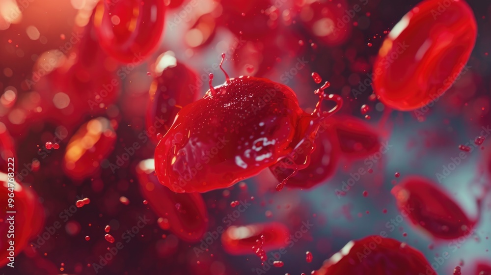 Fototapeta premium A group of red blood cells suspended in mid-air, free and unbound
