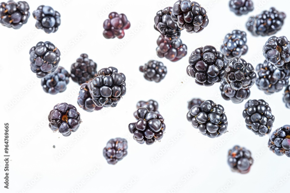 Fresh blackberries suspended in the air, great for food or decoration shots Fresh blackberries suspended in the air, great for food or decoration shots
