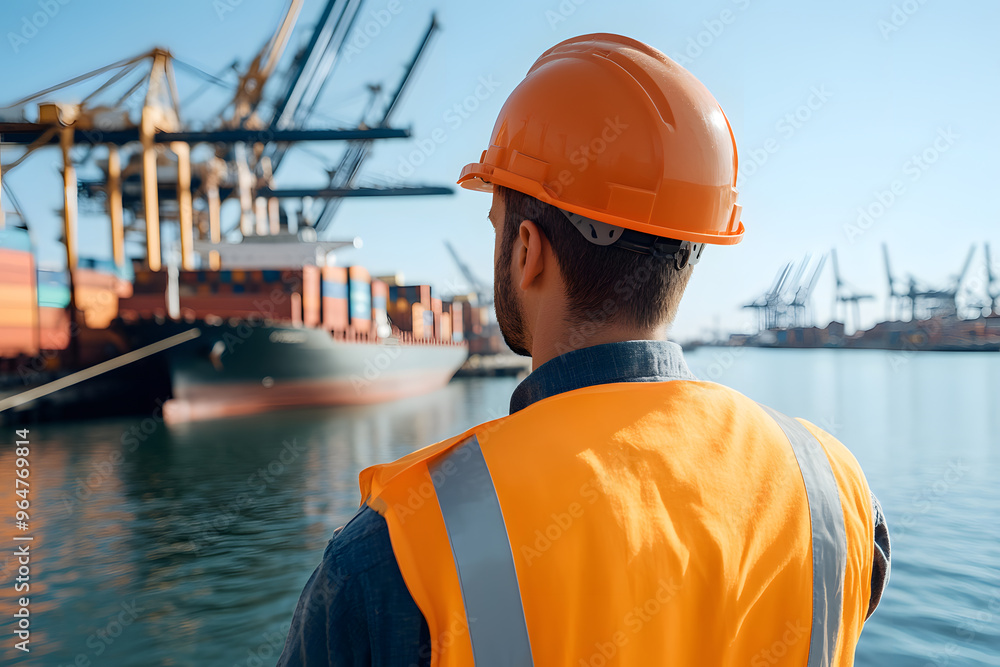 Dock Worker Mooring a Ship | Maritime Operations and Professional Dockside Labor Dock Worker Mooring a Ship | Maritime Operations and Professional Dockside Labor