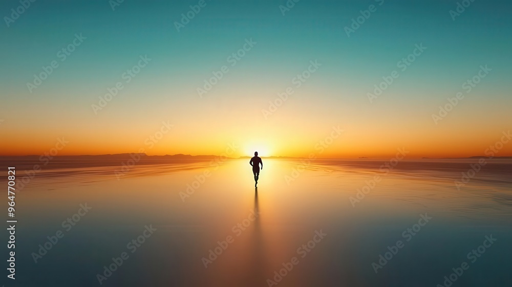 Person running towards the horizon, symbolizing the excitement of new beginnings Person running towards the horizon, symbolizing the excitement of new beginnings