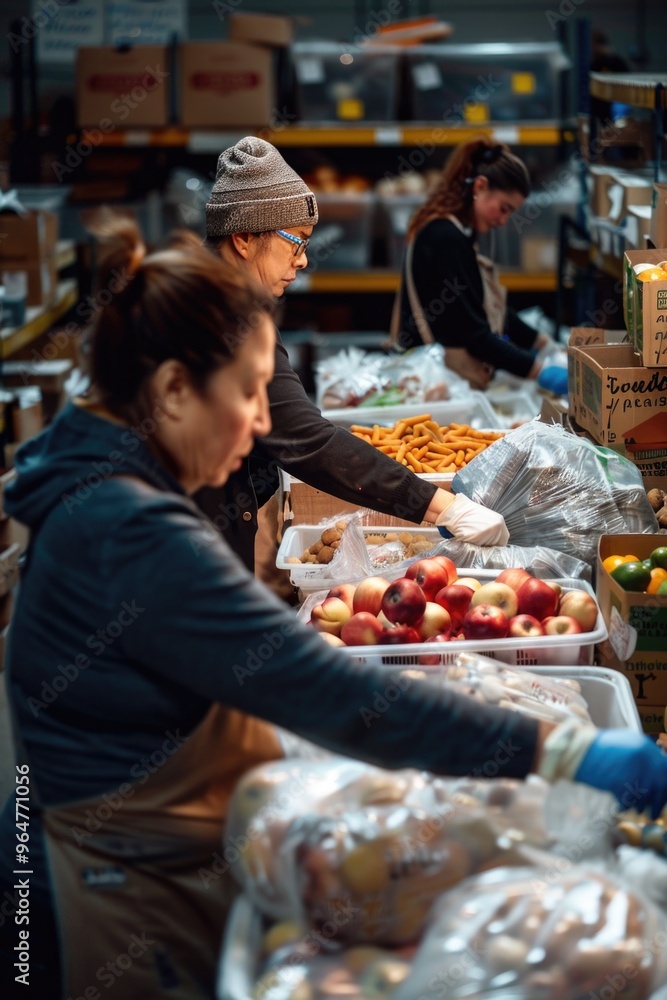 A group of people surrounding a table loaded with various fruits, perfect for commercial or editorial use in situations where food is involved A group of people surrounding a table loaded with various fruits, perfect for commercial or editorial use in situations where food is involved