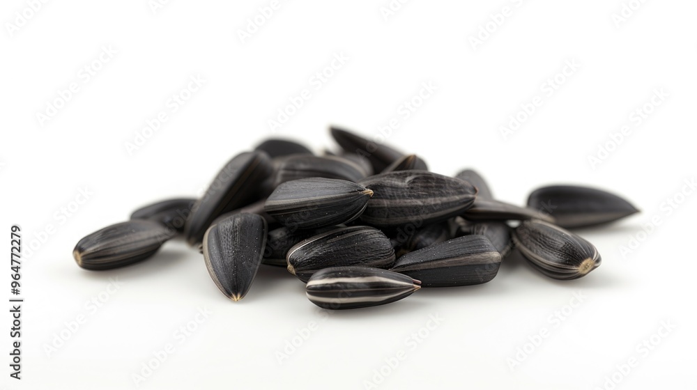 A pile of sunflower seeds on a white surface A pile of sunflower seeds on a white surface