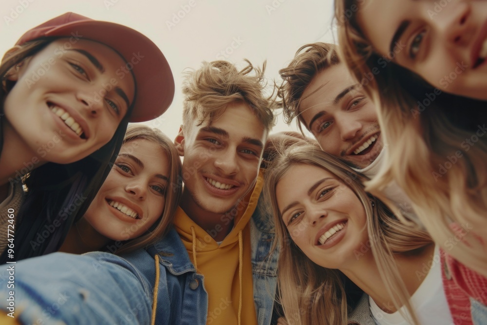 Obraz premium Group of friends or family members standing side by side, often used for social gatherings, events, and celebrations