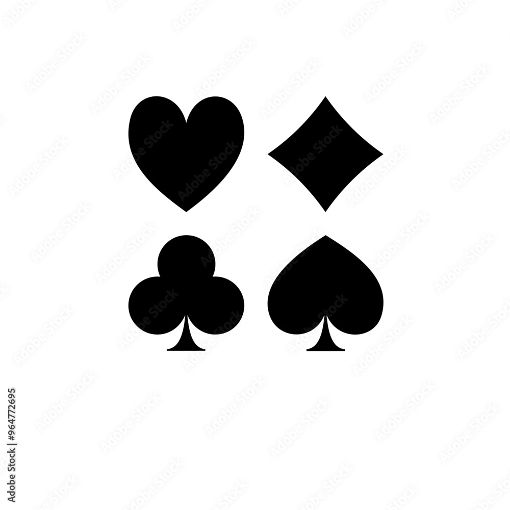 Playing Poker Suits Card Solid Flat Vector Icon Isolated on White Background. Playing Poker Suits Card Solid Flat Vector Icon Isolated on White Background.