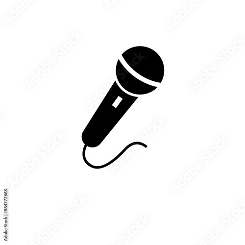 Karaoke Microphone, Sing, Music Solid Flat Vector Icon Isolated on White Background.