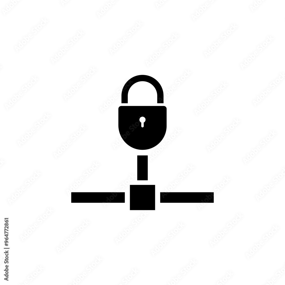 Cloud Security, Locked Network Solid Flat Vector Icon Isolated on White Background. Cloud Security, Locked Network Solid Flat Vector Icon Isolated on White Background.