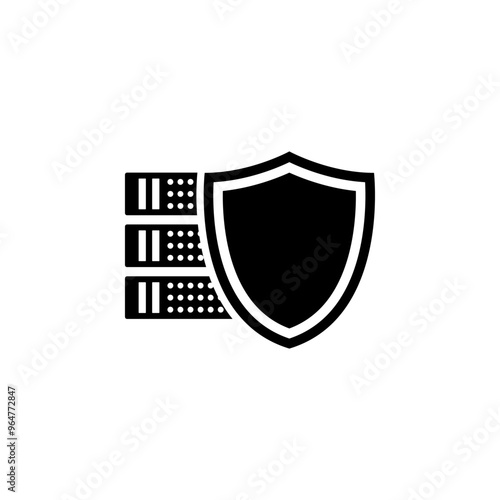 Cybersecurity. Protection Network Security Solid Flat Vector Icon Isolated on White Background.