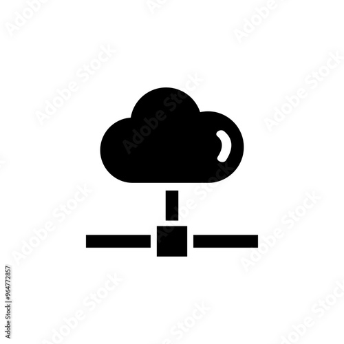 Cloud Data Sync, Shared Computing Solid Flat Vector Icon Isolated on White Background.