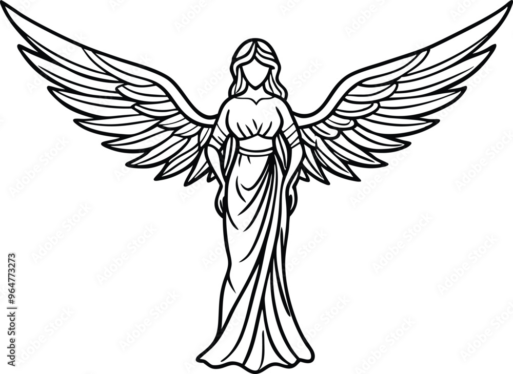 elegant angel line art vector illustration elegant angel line art vector illustration