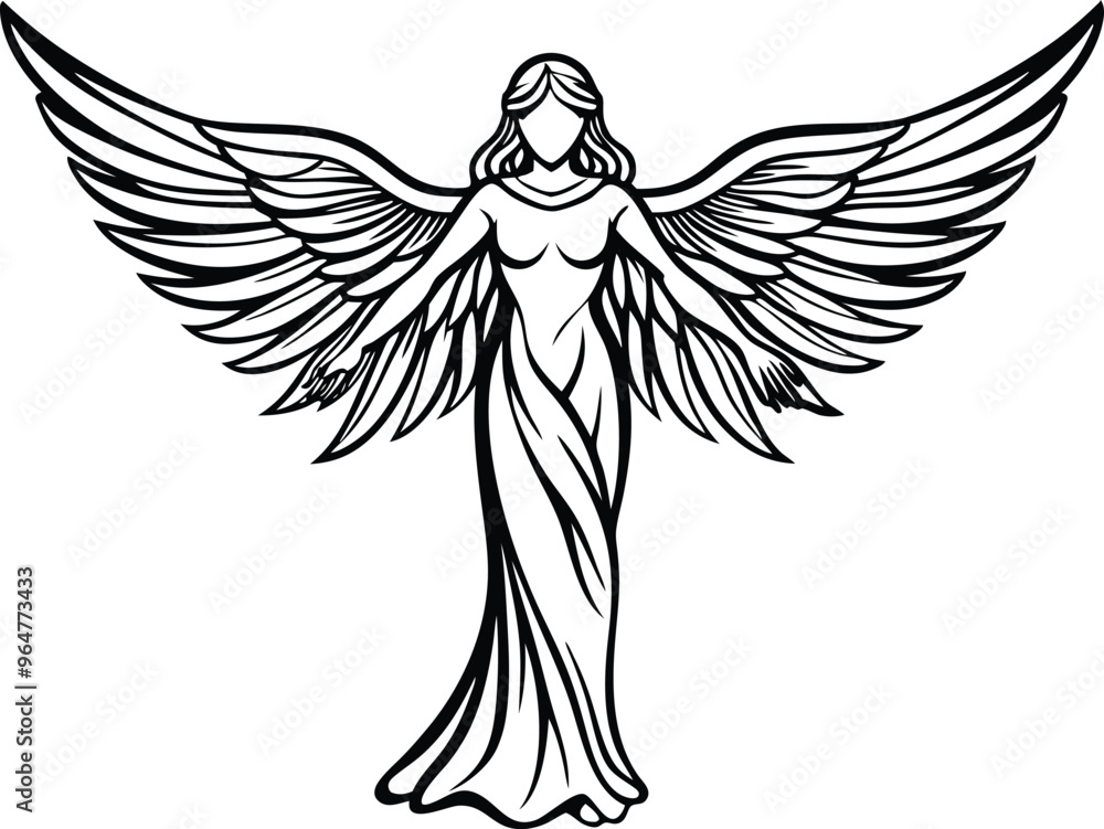elegant angel line art vector illustration elegant angel line art vector illustration