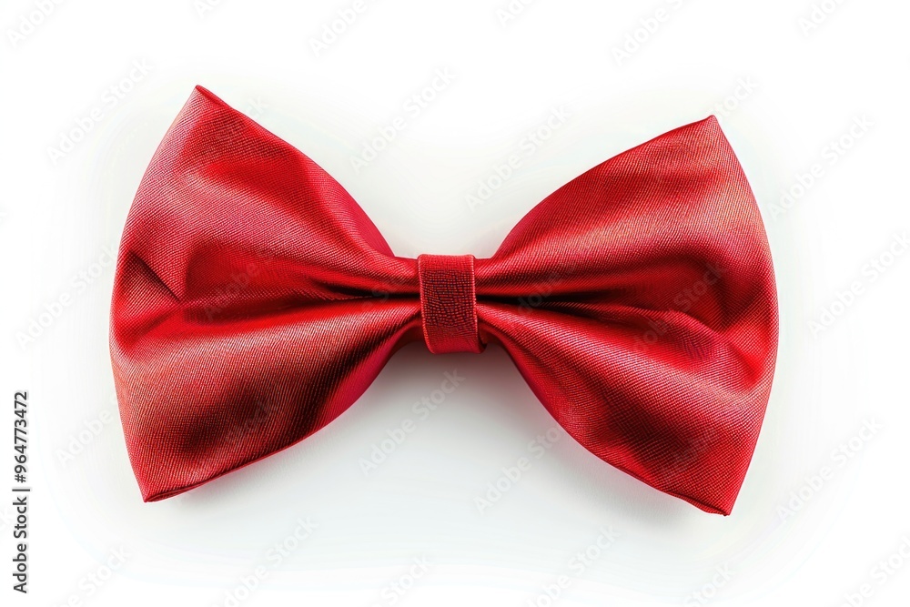 A single red bow tie lying on a clean white surface, ideal for use as a prop or symbol in various contexts A single red bow tie lying on a clean white surface, ideal for use as a prop or symbol in various contexts
