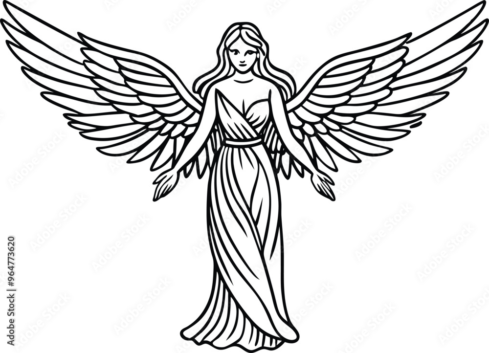 elegant angel line art vector illustration elegant angel line art vector illustration