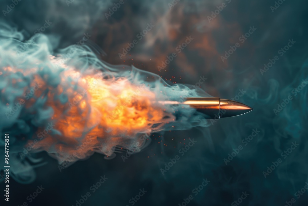 A close-up shot of a bullet with smoke emerging from the tip A close-up shot of a bullet with smoke emerging from the tip