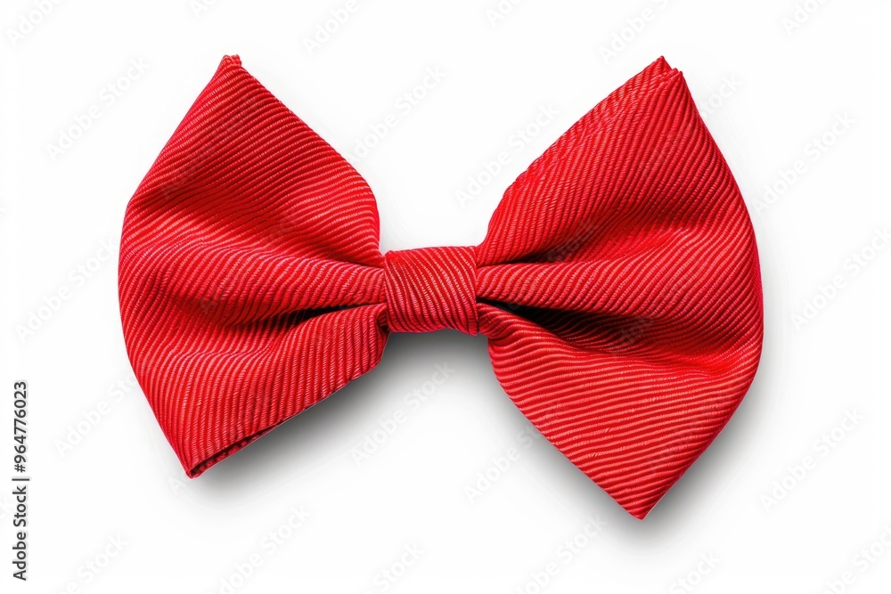 A single red bow tie lying on a clean white surface A single red bow tie lying on a clean white surface