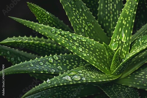 Wallpaper Mural A close-up view of a plant with water droplets glistening on its leaves Torontodigital.ca