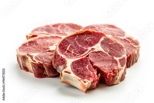 Fresh meat piled high on a clean surface, ready for use or display photo