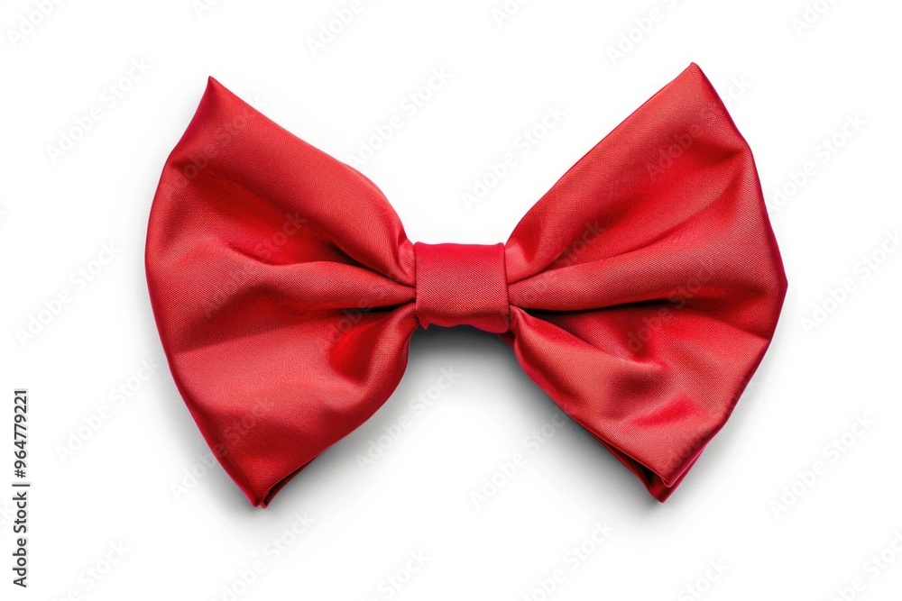 A bright red bow tie on a white background, ideal for using in presentations, advertisements or product promotions A bright red bow tie on a white background, ideal for using in presentations, advertisements or product promotions