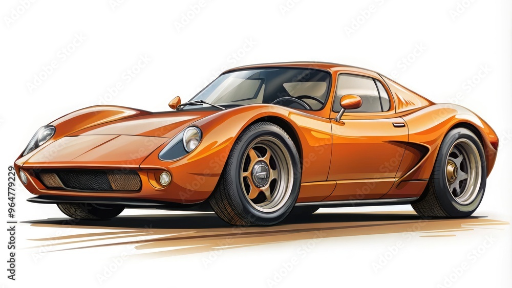 Cartoonized anime car sketch showcasing an orange sports car in dynamic perspective. Generative AI Cartoonized anime car sketch showcasing an orange sports car in dynamic perspective. Generative AI