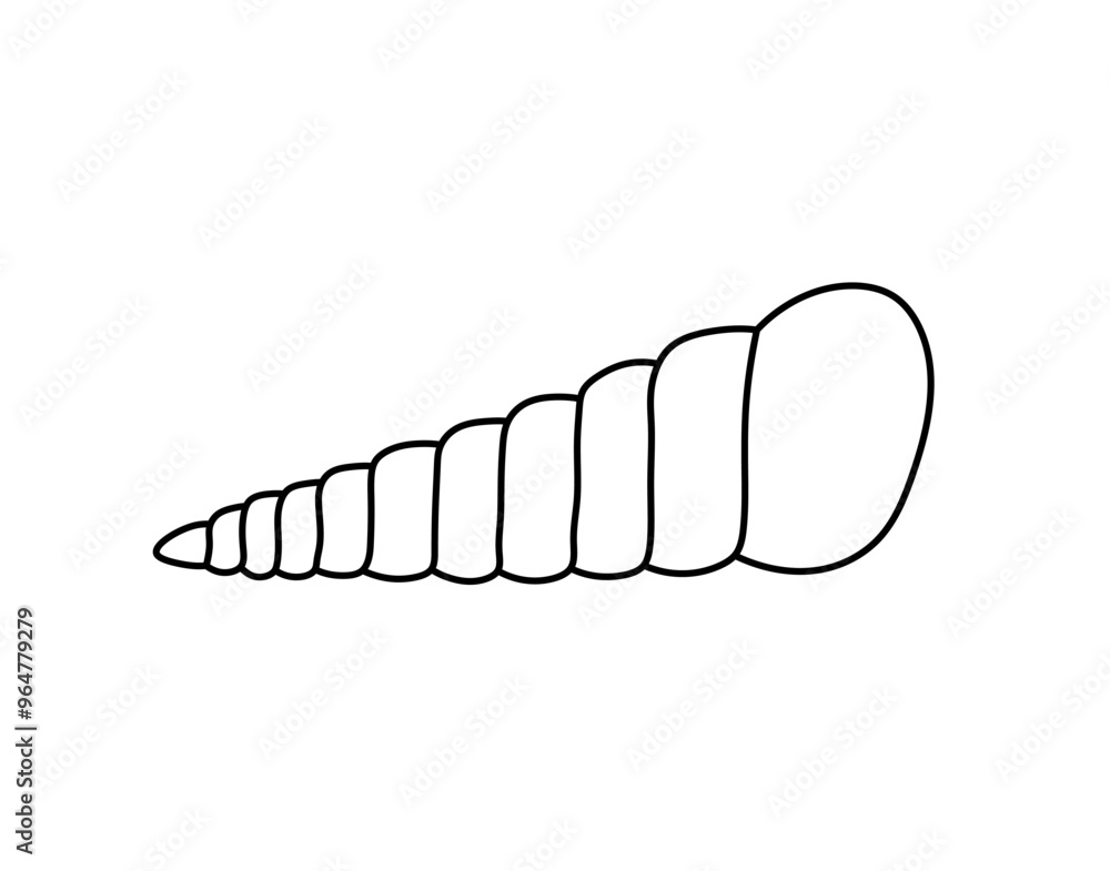 Vector isolated one single simple beautiful sea shell colorless black and white contour line easy drawing Vector isolated one single simple beautiful sea shell colorless black and white contour line easy drawing