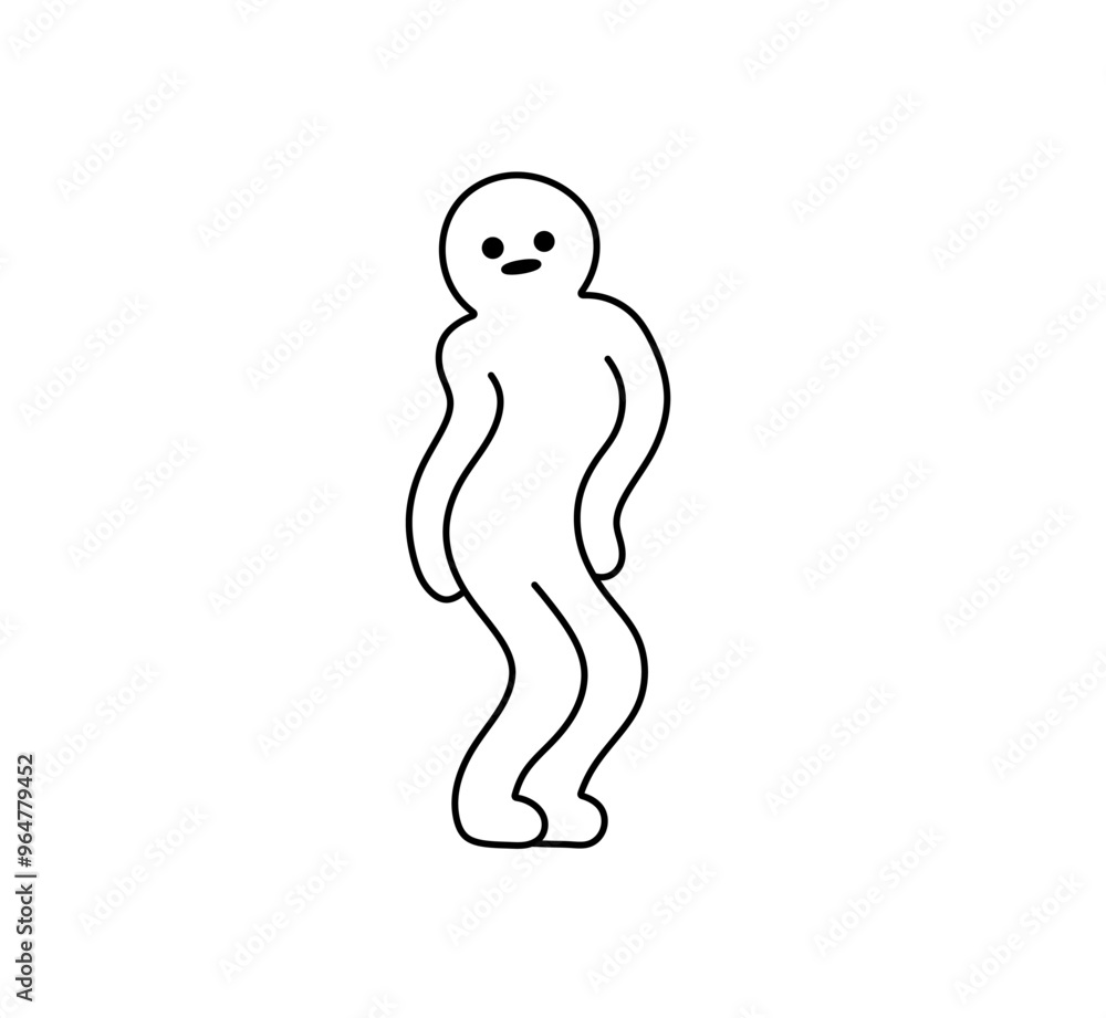 Vector isolated wave dancing man funny simple symbol colorless black and white contour line easy drawing Vector isolated wave dancing man funny simple symbol colorless black and white contour line easy drawing