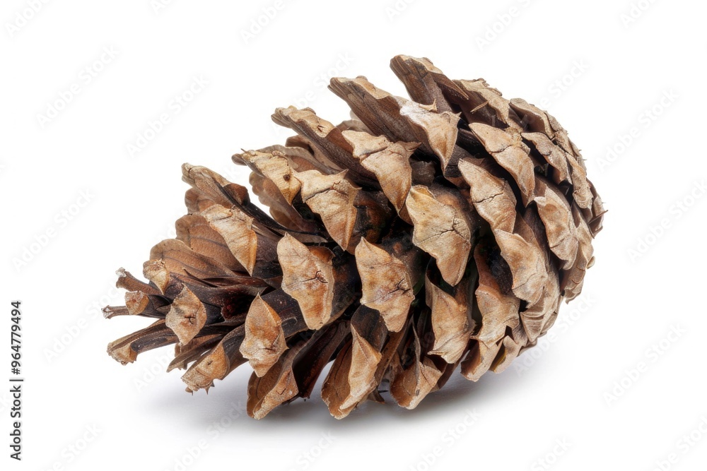 A close-up shot of a pine cone on a white background, great for use in nature-themed designs and illustrations A close-up shot of a pine cone on a white background, great for use in nature-themed designs and illustrations