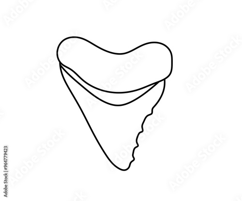 Vector isolated one single shark tooth shape stencil template colorless black and white contour line easy drawing