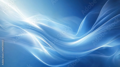 Abstract Blue Background with White Flowing Lines