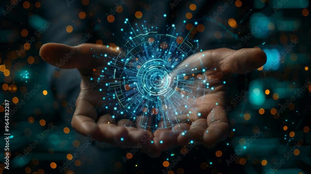 Fintech (financial technology) concept. Business person hold fintech illustration and icon technology 5G network wireless systems.IoT(Internet of Things), ICT,communication network concept Fintech (financial technology) concept. Business person hold fintech illustration and icon technology 5G network wireless systems.IoT(Internet of Things), ICT,communication network concept