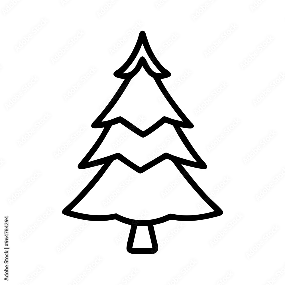 Fototapeta premium Christmas Tree Icon in Minimalist Design, Festive Holiday Symbol
