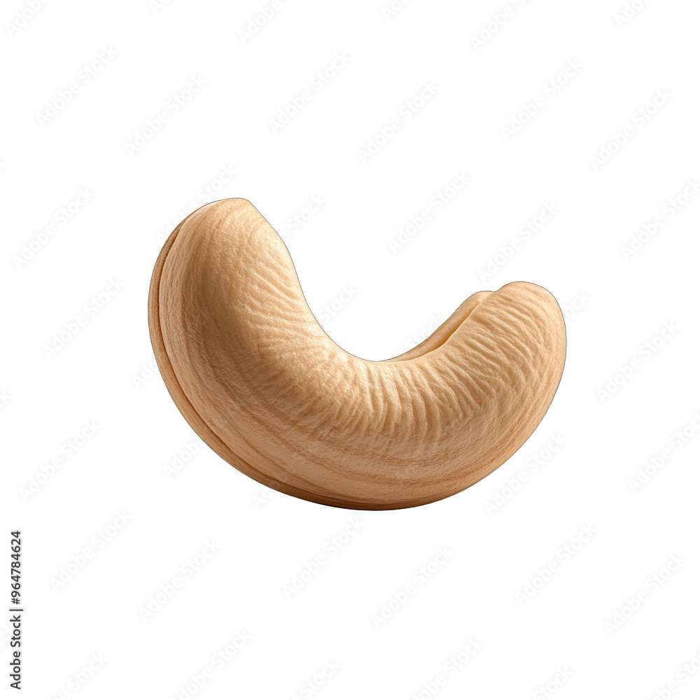Close-up of a roasted cashew nut showcasing its smooth texture and unique shape, perfect for food and health-related designs. transparent background Close-up of a roasted cashew nut showcasing its smooth texture and unique shape, perfect for food and health-related designs. transparent background