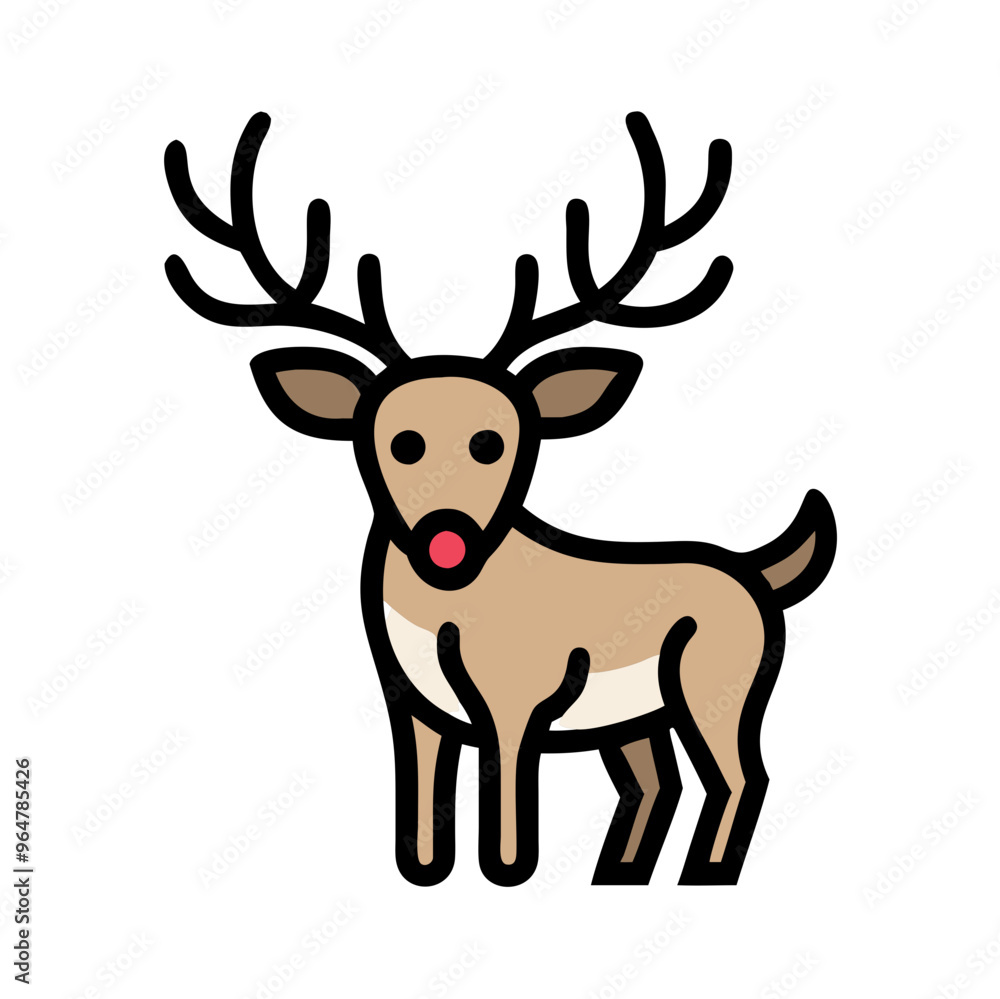 Festive Deer Icon , Christmas-Themed Nature Symbol Festive Deer Icon , Christmas-Themed Nature Symbol
