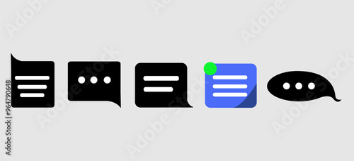 Chat Message Flat Icon, Symbol Set Vector Design