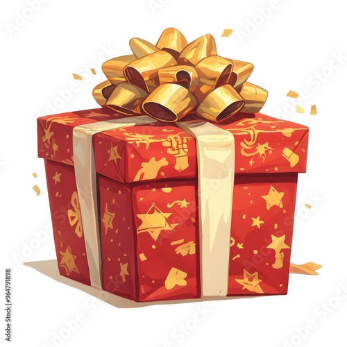 Christmas gift box with bow isolated on white background