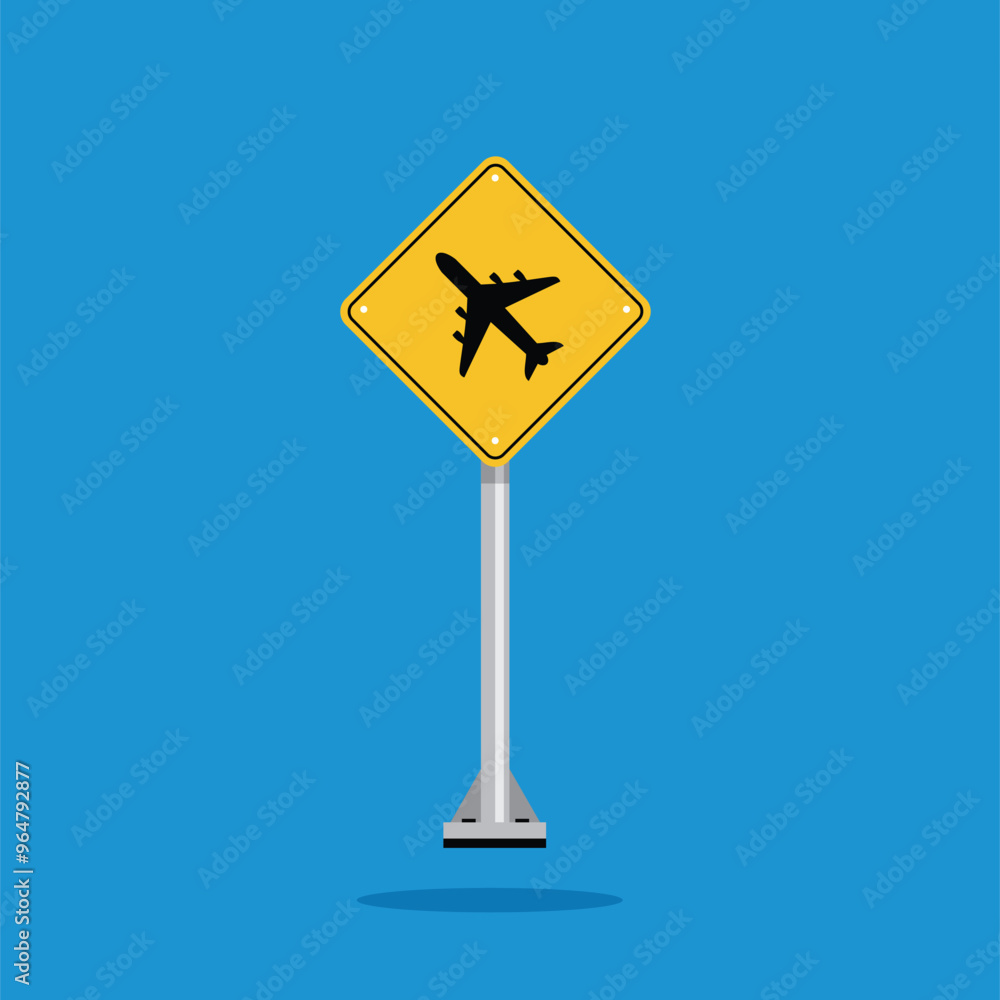 road sign icon, warning for law flying plans, aircraft and jets on yellow rhombus. board.suitable for poster use and web icon road sign icon, warning for law flying plans, aircraft and jets on yellow rhombus. board.suitable for poster use and web icon