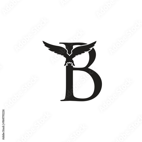 B with eagle icon logo design 