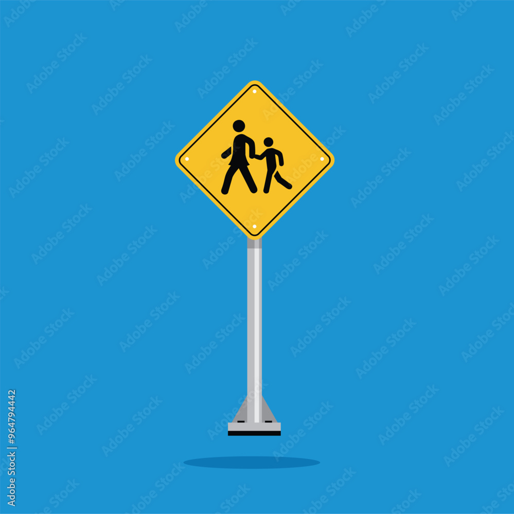 road sign icon, kids crossing on yellow rhombus. board.suitable for poster use and web icon road sign icon, kids crossing on yellow rhombus. board.suitable for poster use and web icon