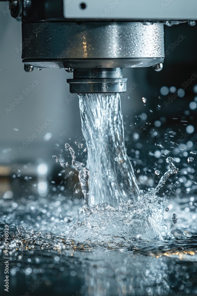Machine Water Ejection Close Up Machine Water Ejection Close Up