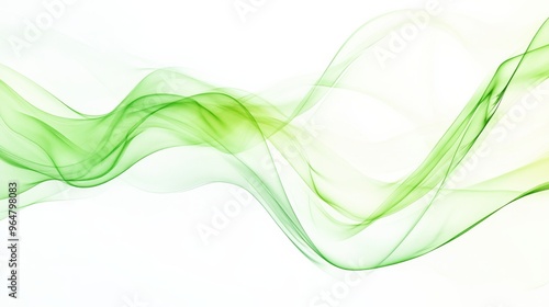 Abstract green waves on white background, modern design concept