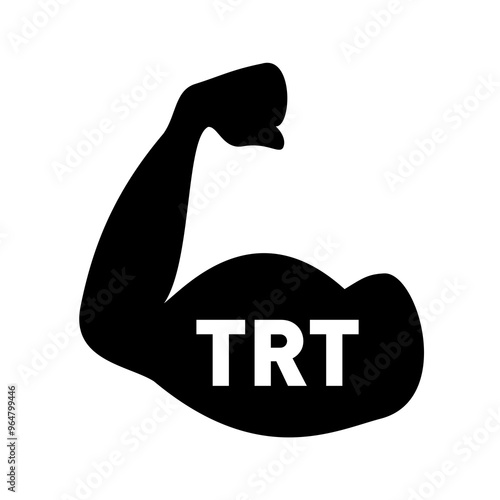 TRT as testosterone replacement therapy - medical hormonal therapy and medication to cure low level. Doping to gain muscle mass and muscular physics. Vector illustration isolated on white.