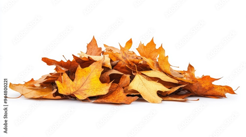 Pile of autumn fall colorful leaves isolated on white background Pile of autumn fall colorful leaves isolated on white background