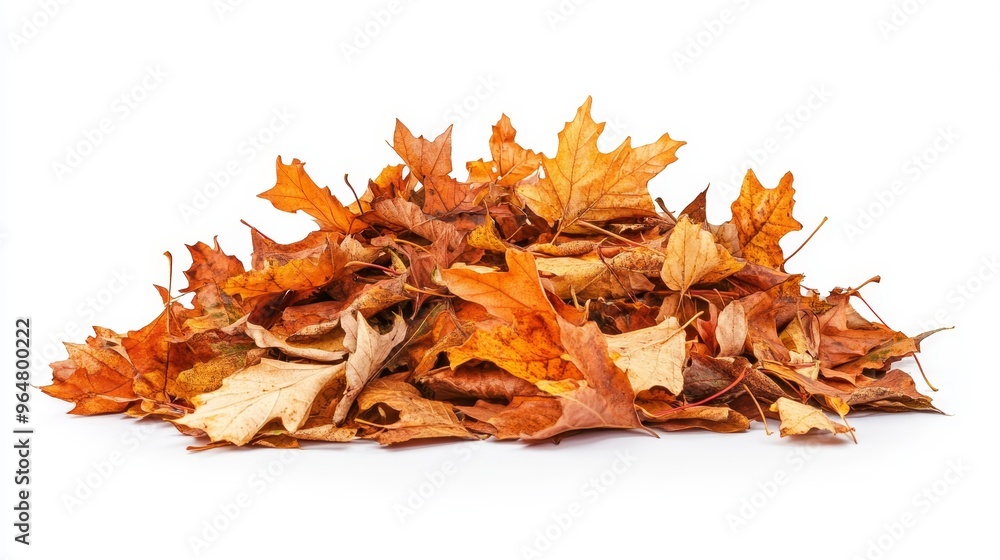 Pile of autumn fall colorful leaves isolated on white background Pile of autumn fall colorful leaves isolated on white background