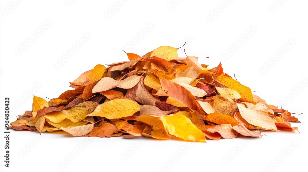 Pile of autumn fall colorful leaves isolated on white background Pile of autumn fall colorful leaves isolated on white background