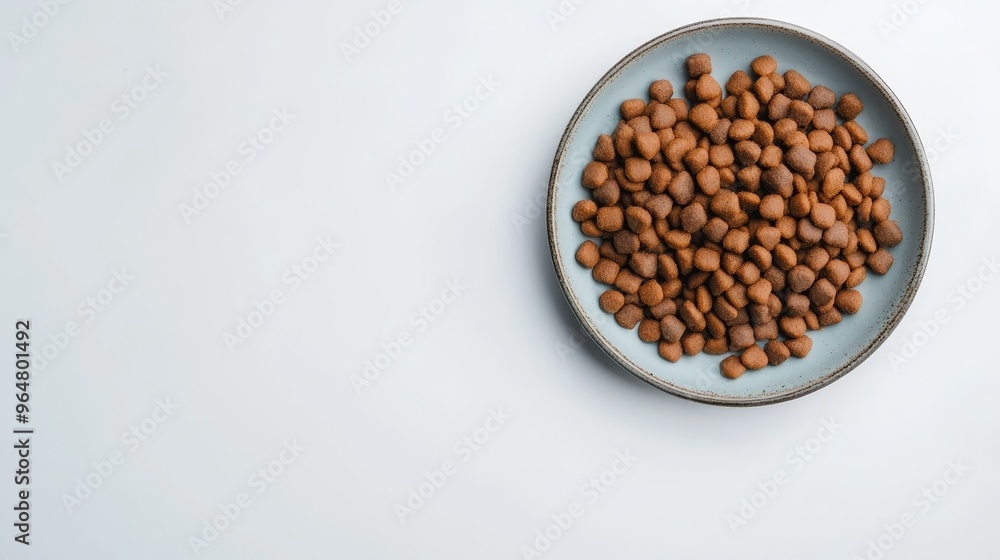 Plate of dry pet food isolated on white background Plate of dry pet food isolated on white background