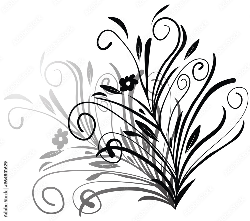 black plant ornament with shadow black plant ornament with shadow