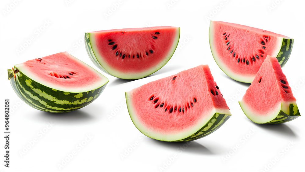 Juicy Watermelon Slices Isolated on White - Perfect for Summer Designs Juicy Watermelon Slices Isolated on White - Perfect for Summer Designs