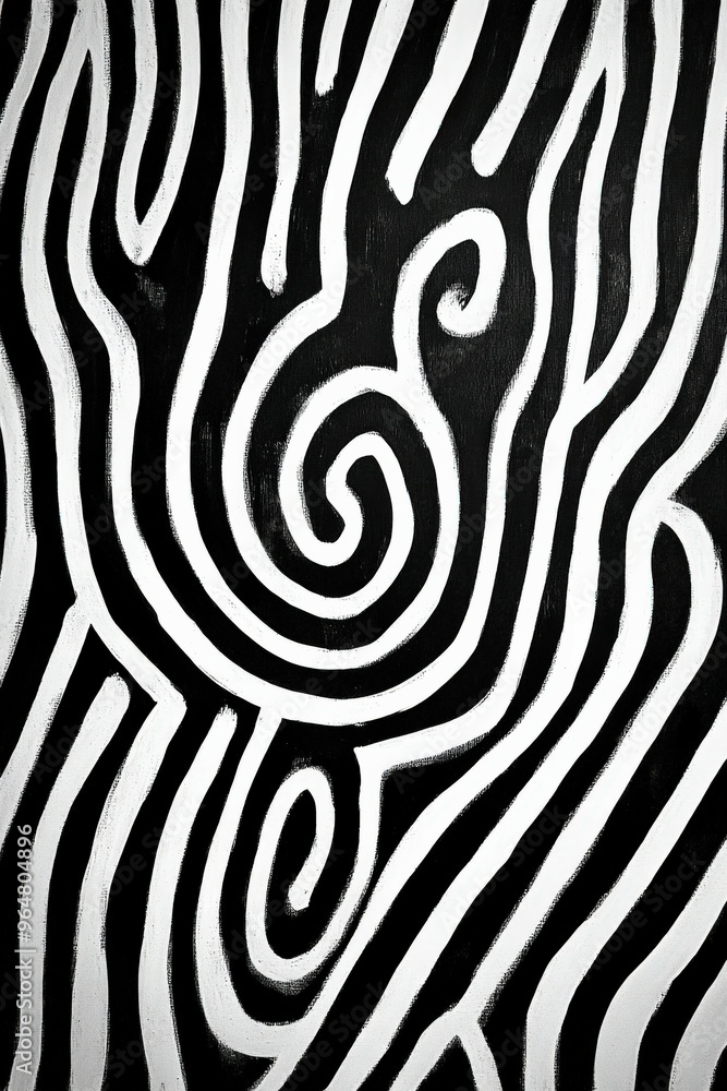 Abstract black and white swirling patterns created with bold lines Abstract black and white swirling patterns created with bold lines